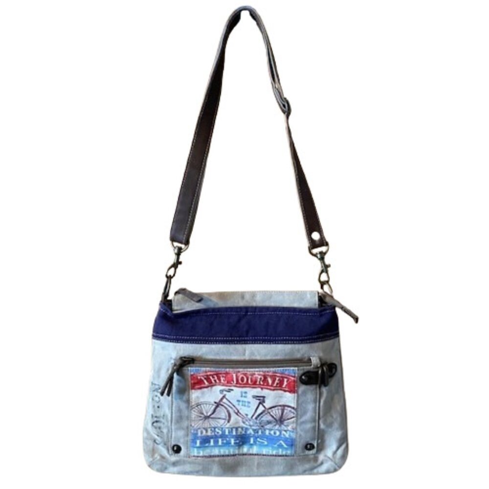 Crossbody Shoulder Bag Recycled Materials Leather Details Hand Crafted